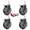 Service Caster 6 Inch Gray Polyurethane Swivel 58 Inch Threaded Stem Caster Set with Total Lock Brake SCC-TSTTL20S614-PPUB-58212-4 - alternate 4